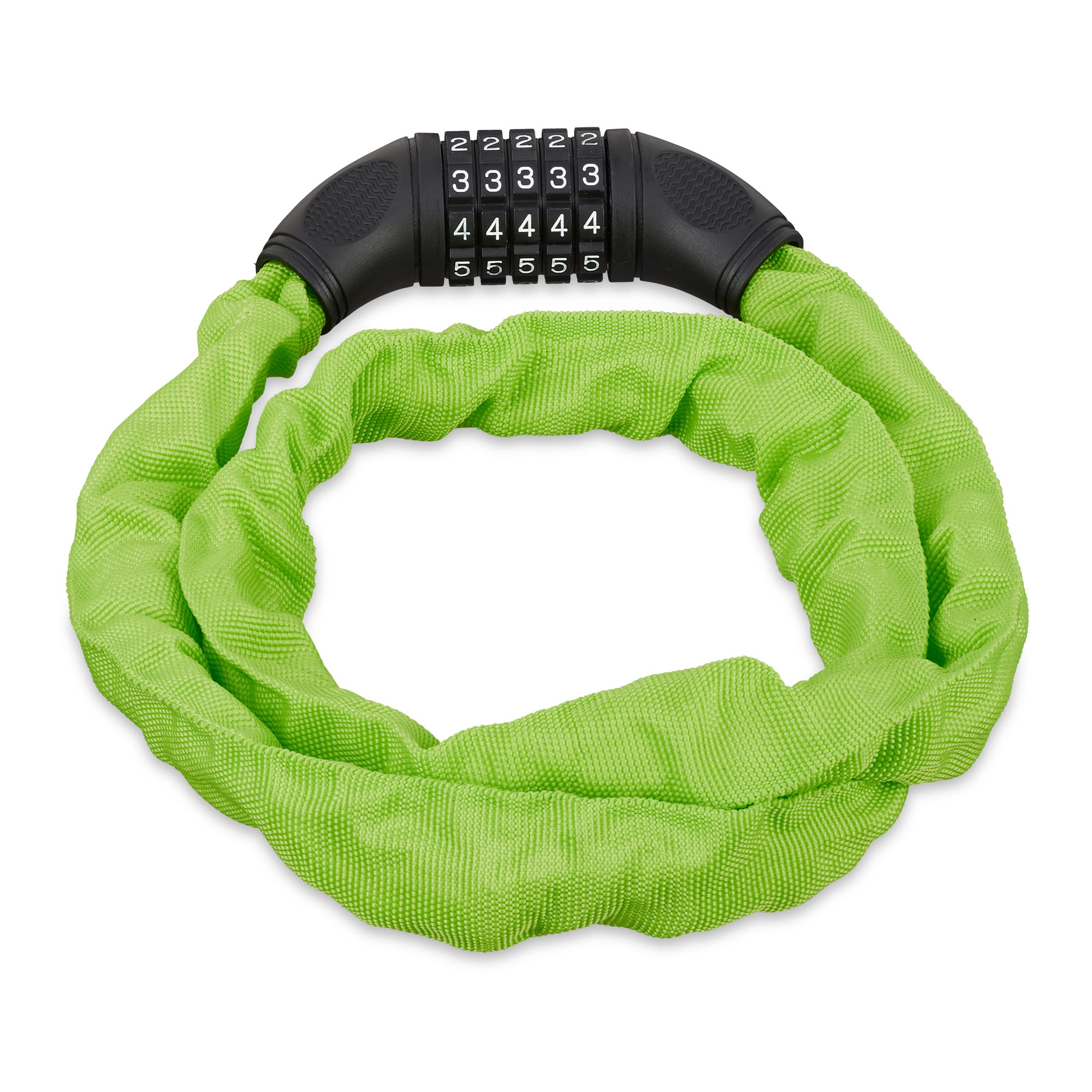 Relaxdays 10026006_53, Green Bikes, 5 Digit Combination Chain for Security, Bicycle Lock, Steel