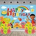 Super Simple Songs Birthday Party Decoration,Super Songs Party Photo Background 5 x 3 FT and 18 Pcs Balloon,Kids Songs Merch Party Backdrop Supplies