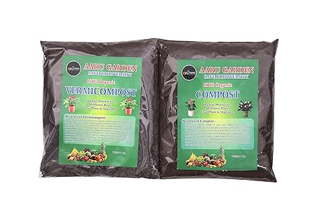 Aaru Garden Organic Compost & vermicompost Fertilizer Manure for Plants, 100% Organic, Cow Dung, Fertilizer for Plants, Compost & vermicompost for Plants 2 KG