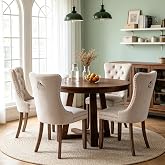 5-Piece Round Dining Table Set for 4, 43.3"-59" Extendable Round to Oval Kitchen Table Cushion Chairs Set of 4，Farmhouse Space Saving Dinner Tables Set with Storage Shelf Base for Small Apartment