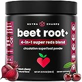 NutraChamps Beet Root Powder Circulation Supplement, Superfood Powder Nitric Oxide with Beetroot Juice, Super Reds & Grape Seed Extract, No Sugar Beet Supplement - 8.74 Oz