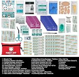 General Medi 150 Pieces Small First Aid Kit Red with Foil Blanket and Scissors view 2