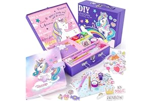 Joycover Unicorn Journal Set for Girls Toys Ages 6-8 8-12 Valentines Day Gifts for girls Ages 6 7 8 9 10 11 Year Journaling Scrapbook Kit Diary Toys For girls Stationary Set Birthday Gifts for Girls 6-12