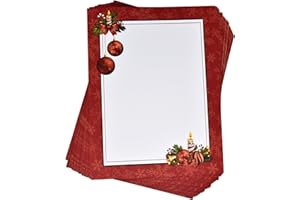 GIFT BOUTIQUE Christmas Letter Papers 100 Pack Stationery Sheets Holiday Ornament Bell Design Perfect For Writing Poems Letters Office Notes Wedding Invitations & Printing Supplies Size 8.5" X 11"