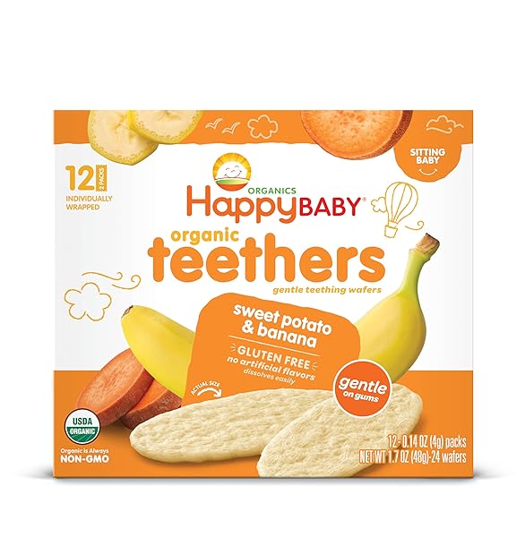 HAPPY BABY ORGANIC TEETHERS, BANANA AND SWEET POTATO,...
