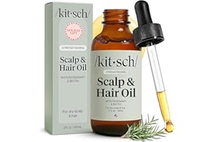 Kitsch Rosemary Oil for Hair Growth – Pre-Wash Hair Oil with Castor, Biotin, Jojoba – Hair Care, Adds Shine, Strengthens Roots, Scalp Treatment | Ideal Gifts for Women – Lavender Scent, 60mL