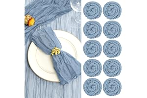 FANI 60 Pack Gauze Cheesecloth Napkins Wrinkled Table Napkins Soft Cotton Cloth Napkins Rustic Decorative Napkins for Weddings Party Dinner Table Everyday Use, 20 x 20 Inch (Dusty Blue)