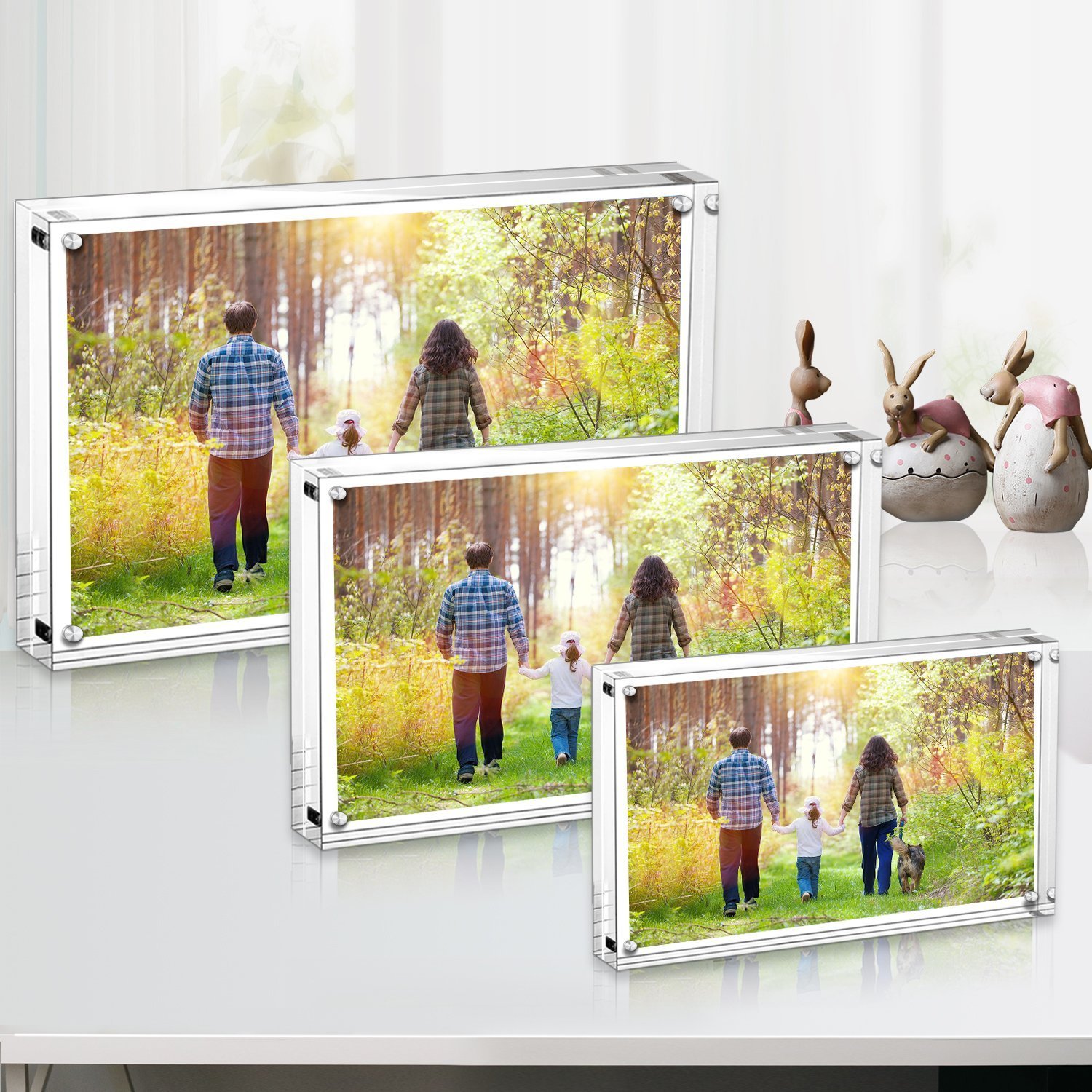 Boxalls Magnetic Picture Photo Frames Collage, Photo Booth, Transparent Acrylic,10mm+10mm Thickness (2 Pack 8\'\')