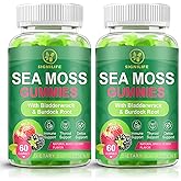 SIGNILIFE Organic Sea Moss Gummies,with Black Seed Oil,Bladderwrack,Burdock Root, Vegan Irish Sea Moss Gummy Vitamins for Immune, Thyroid and Detox Support, Gluten-Free - 120 Gummies