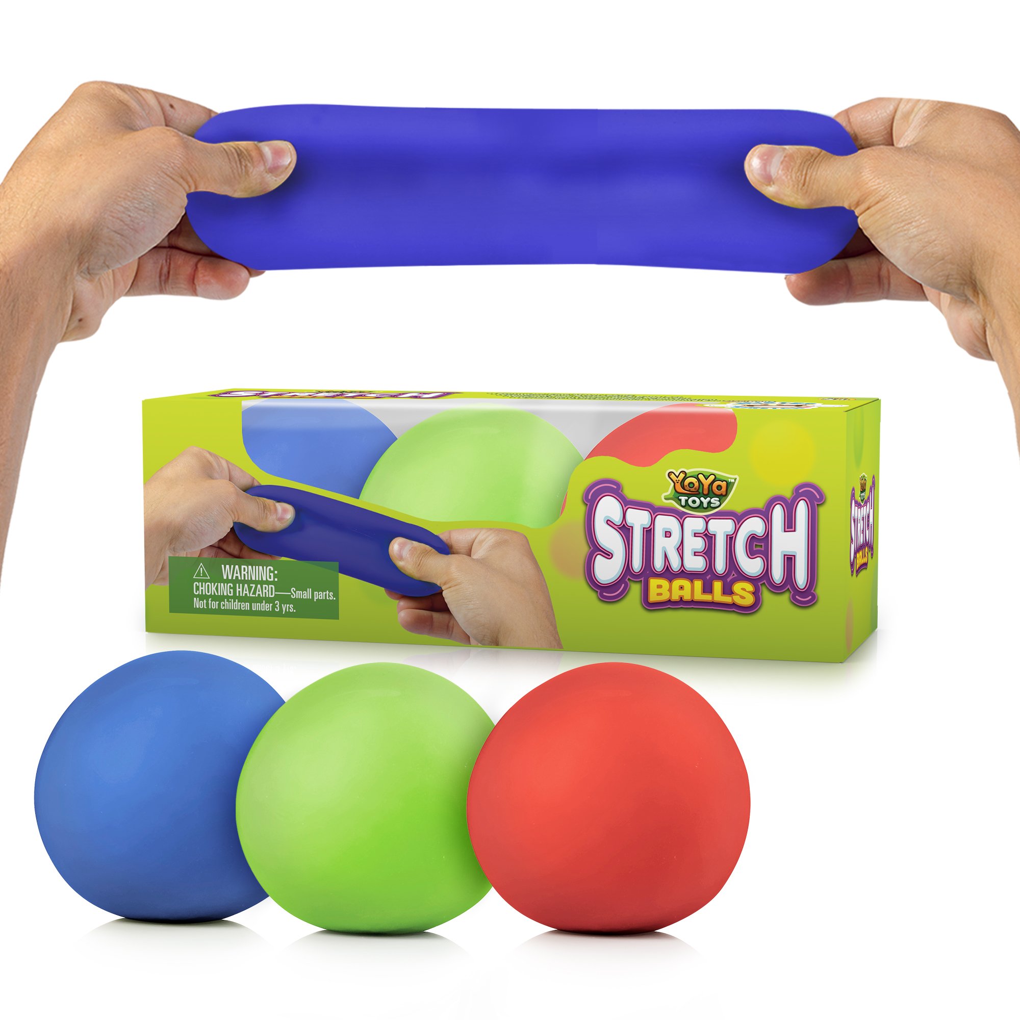 Pull, Stretch and Squeeze Stress Balls by YoYa Toys 3 Pack Elastic