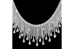 Juinte Rhinestone Fringe Trim Rhinestone Ribbon Tassel Chain Applique Diamond Crystal Tassel Fringe Trim for Sewing Crafts Clothing Accessories Jewelry DIY Decoration(1 Yard)