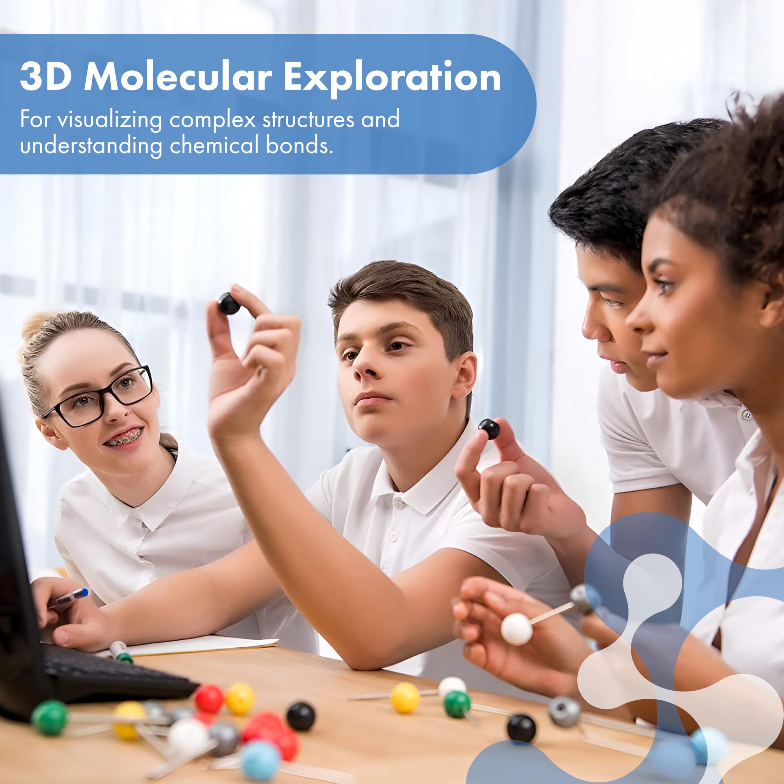 Old Nobby Chemistry Model Kit - 115 Piece Molecular Model Set with Atoms, Bonds, and Instructional Guide - STEM Science Tool for Students, Organic Chemistry and Molecular Learning - Colorful Models
