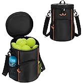 DSLEAF Tennis Ball Bag with Sturdy Bottom, Baseball & Lacrosse Ball Bag with Multiple Pockets and Portable Shoulder Strap for Tennis, Baseball, Lacrosse,Pickle Ball and Table Tennis Training