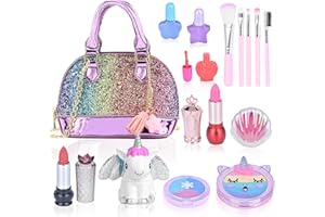 AIKMI Kids Makeup Kit for Girl Washable Real Makeup Set Little Girl Purse Unicorn Toys for 5 6 7 8 Year Old Girls Princess Dress Up Vanity Pretend Game Birthday Girls Toys
