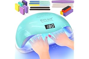 OVLUX Tiffany UV LED Nail Lamp - 180W Professional Gel Polish Light with 57 Bulbs, 16 Files & Buffers