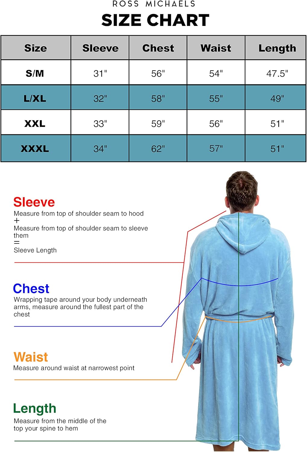 Ross Michaels Men's Hooded Robe - Plush Shawl Kimono Bathrobe for Men at  Men’s Clothing store