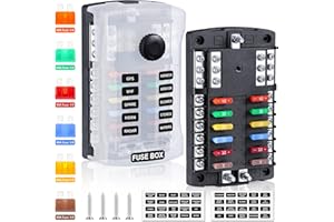 Upgraded 300A 12 Way Blade Fuse Block Fuse Box with 2 Positive Power Inputs Negative Bus, Electop 12 Circuit Fuse Holder ATC/