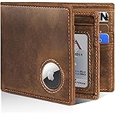 Mens Wallet With AirTag Holder, Bifold Leather RFID Blocking 1-2 ID Windows 12-13 Card Holders, Gift Box and Screen Protector Included, AirTag Not Included
