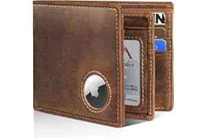 ARTPAXY Mens Wallet With AirTag Holder, Bifold Leather RFID Blocking 1-2 ID Windows 12-13 Card Holders, Gift Box and Screen Protector Included, AirTag Not Included