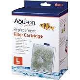 Aqueon Aquarium Fish Tank Replacement Filter Cartridges, Large - 6 Pack | Fish tank filter cartridge with activated carbon, rinse-install tab, change every 4 weeks, fits canister filter 200-400