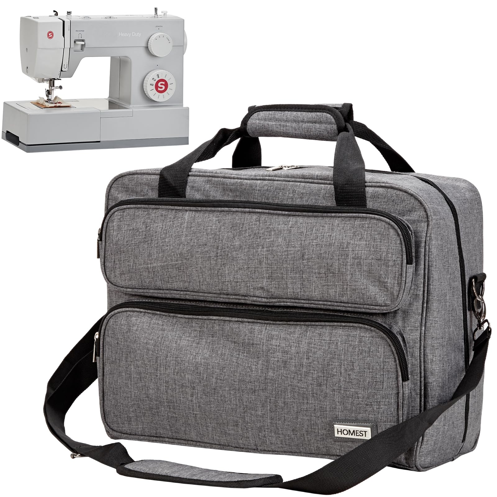 Photo 1 of HOMEST Sewing Machine Carrying Case, Universal Tote Bag with Shoulder Strap Compatible with Most Standard Singer, Brother, Janome, Grey (Patent Design)