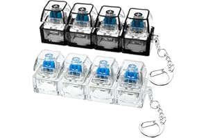 XIAWALANGZHUO 2 PCS Keyboard Fidget Toy, Keyboard Fidget Keychain 4-in-1 Keyboard Decompression Button Finger Clicker Toys, Button Stress Relief Fidget Gifts to Relief Stress (Clear Black)