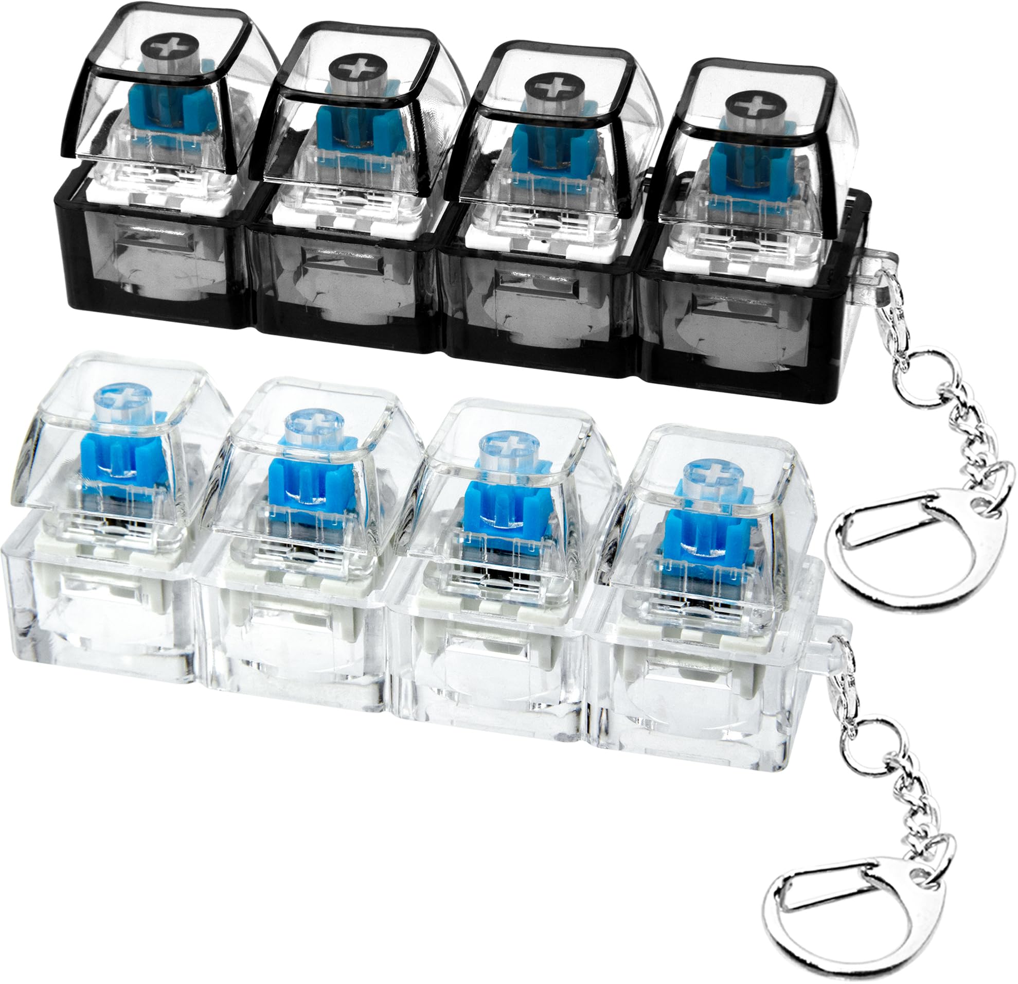 Photo 1 of 2 PCS Keyboard Fidget Toy, Keyboard Fidget Keychain 4-in-1 Keyboard Decompression Button Finger Clicker Toys, Button Stress Relief Fidget Gifts to Relief Stress (Clear Black)