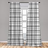 Amazon Com White Checkered Sheer Curtains For Living Room Black