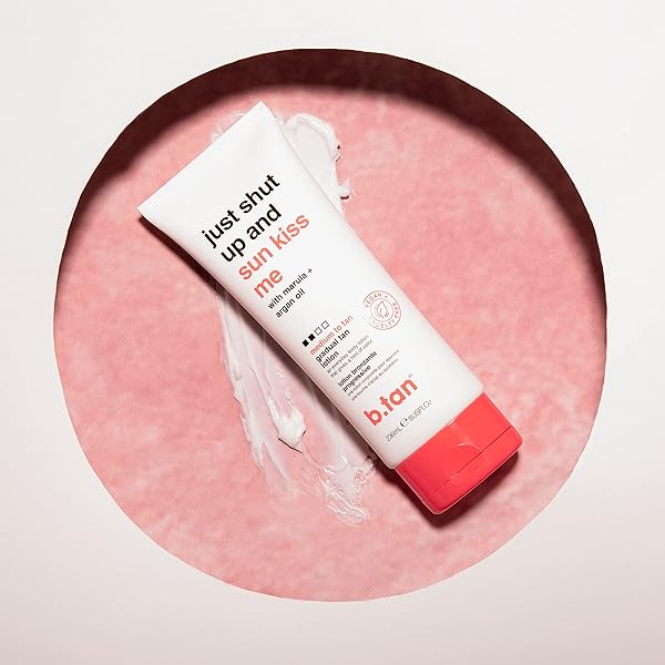 B.TAN MEDIUM GRADUAL SELF TANNING LOTION | JUST SHUT UP AND SUN KISS ME EVERYDAY GLOW LOTION – DEVELOP A BRONZED GLOW, INFUSED WITH MARULA + ARGAN OIL, VEGAN, CRUELTY & PARABEN FREE, 236ML