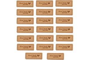 letsinstyle 20 PCS Sewing Labels for Handmade Items, Fabric Woven Tags with Handmade with Love Text Embossed Tags Sew on Clot