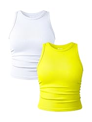 OQQ Women's 2 Piece Tank Tops Crew Neck Sleeveless