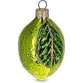 Lime with Shiny Leaf Glass Christmas Ornament