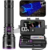 365nm Black Light UV Flashlight Rechargeable with Filter Lens &amp; LCD Display | 30w Professional Blacklight, USB Charging, for Pet Urine Detection, Cleaning, Resin Curing, Rocks, Scorpion, Blood Tracking