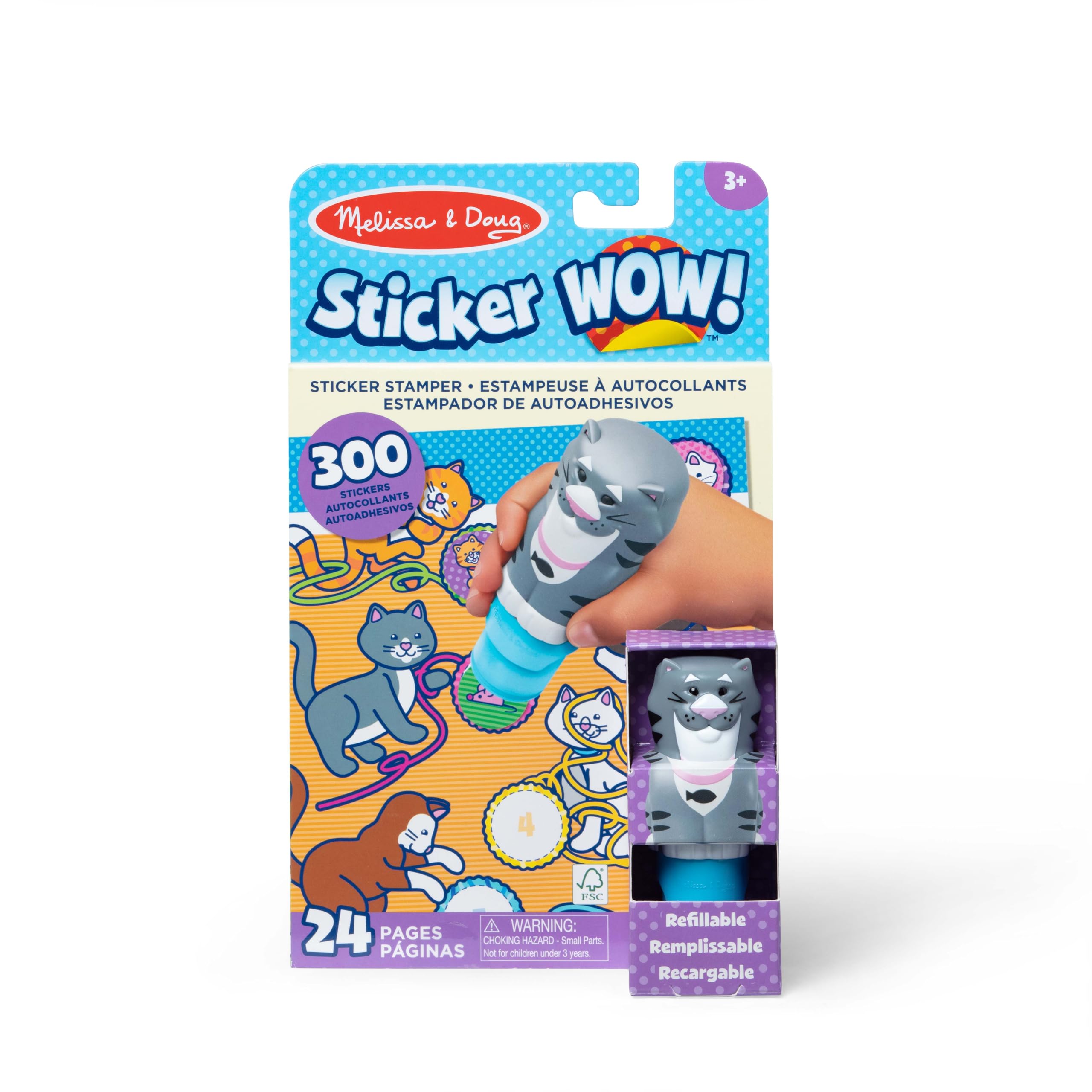 Photo 1 of Melissa & Doug Sticker Wow!™ 24-Page Activity Pad and Sticker Stamper, 300 Stickers, Arts and Crafts Fidget Toy Collectible Character – Cat - for Kids Ages 3+ - FSC Certified