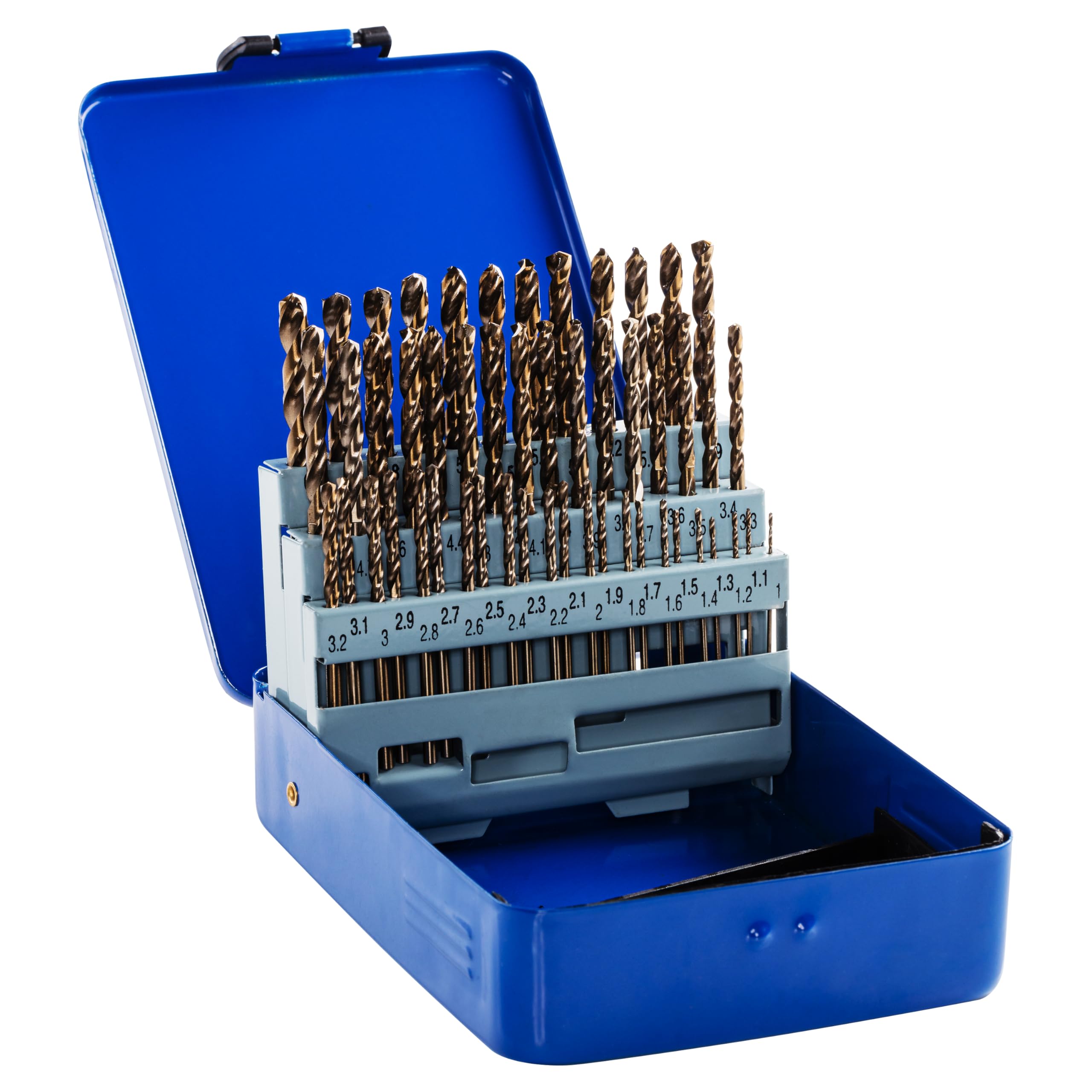 Rennie Tool Company 1-6mm HSS Cobalt Drill Bit Sets With Metal Case - Drill Bits Set of 51 Pieces for Stainless Steel, Aluminium, Hards Metals, Cast Iron, Plastic & Wood
