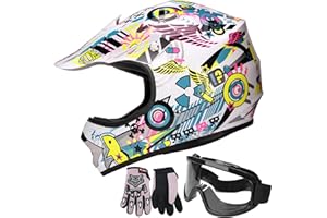 JAGASOL DOT Youth Motocross Offroad Street Dirt Bike Helmets for Kids 8-14,BMX MX ATV Helmet with Goggles DOT Approved