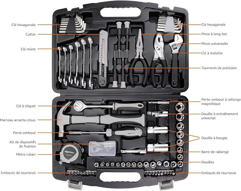 Coffret d’outils à main 131 pièces pour la maison