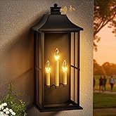 Lucienstar Large Size Outdoor Wall Light with Dual Sensor - Motion & Dusk to Dawn Porch Light, Waterproof Exterior Wall Lante