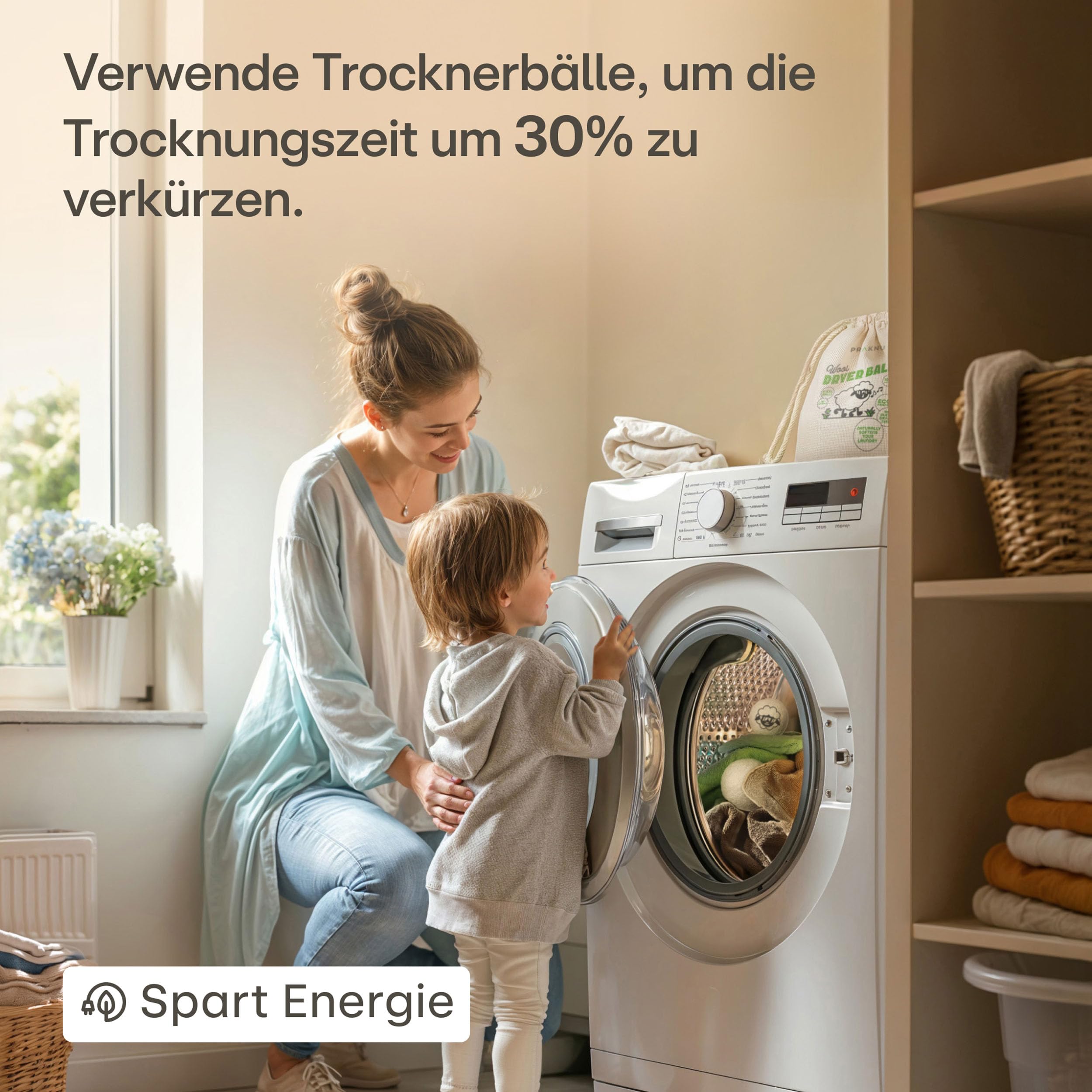 Praknu Trocknerbälle Wolle für Wäschetrockner 6er Set - Weiche, Flauschige Wäsche - 100% Öko Schafwolle - Energie sparen - Ideal für Daunen - Wool Dryer Balls aus Schafwolle 3