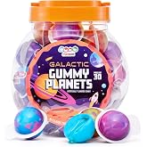 30 Planet Gummies, Novelty Space Candy with Jelly Filling, Individually Wrapped Blueberry Flavored Gummy Balls, By 4YoreElves (19 oz)