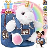 Naturally KIDS Unicorn Toys Backpack with Stuffed Animal Toddler Gift