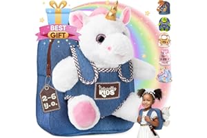 Naturally KIDS Toddler Backpack w Unicorn Toys, 2 Year Old Girl Birthday Gift, 3 Year Old Girl Gift Boy, Toddler Unicorn Toy