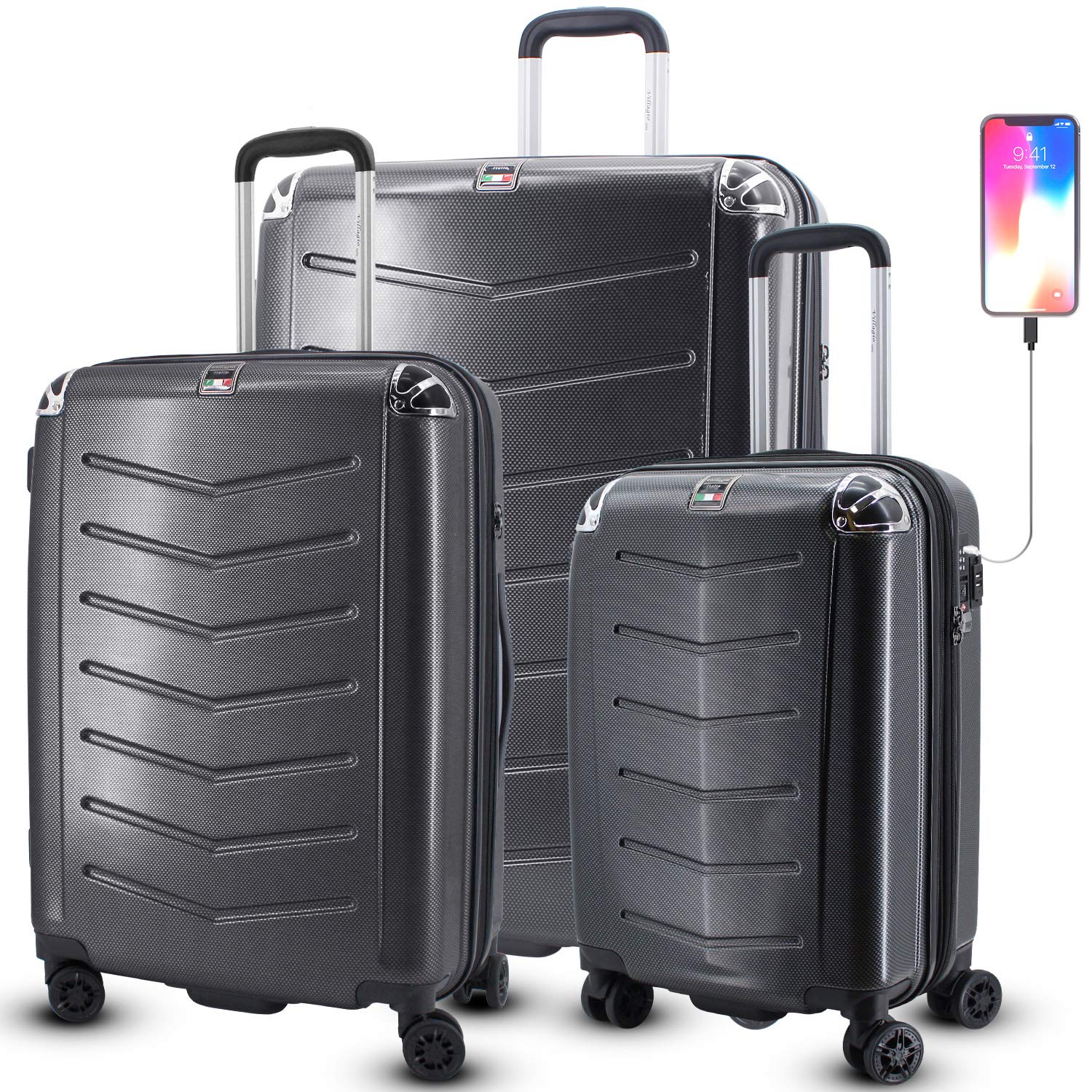 Buy Hardside Luggage Set 3Piece Hardshell Luggage Sets with Spinner