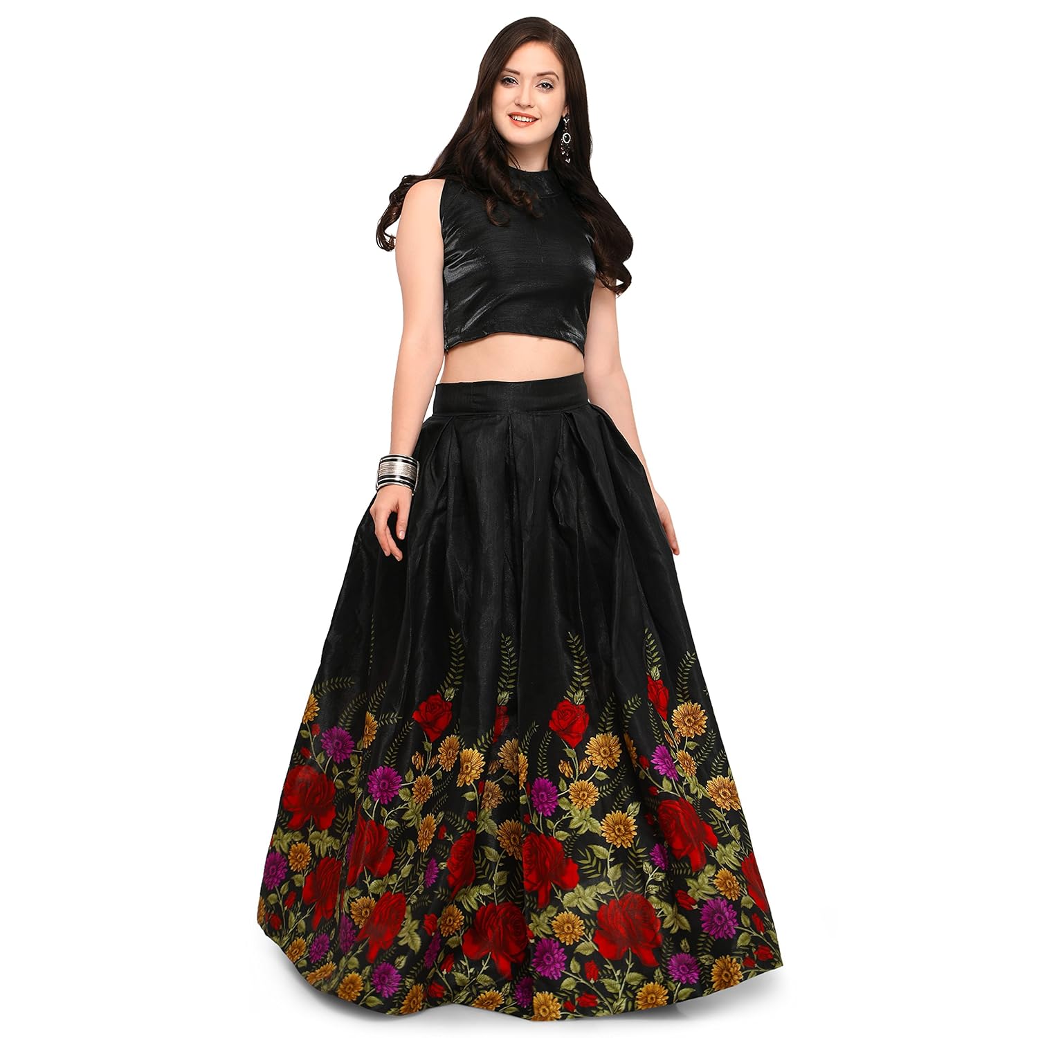 eyesonme women's satin lehenga choli (free size)