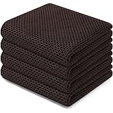 Homaxy 100% Cotton Waffle Weave Kitchen Dish Towels, Ultra Soft Absorbent Quick Drying Cleaning Towel, 13 x 28 Inches, 4-Pack, Dark Brown
