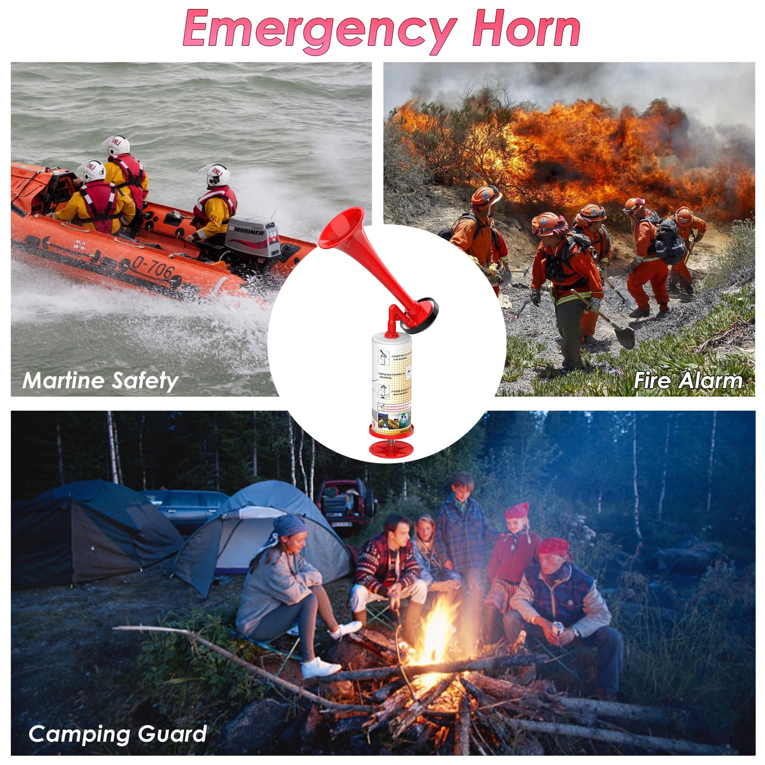 Handheld Air Horn, Portable Aluminum Super Loud Air Pump Horn, Hand Push Noise Maker Marine Safety Horn for Boating Emergency Bear Horn Self Defense Sports Events Birthday Party Reusable Horns