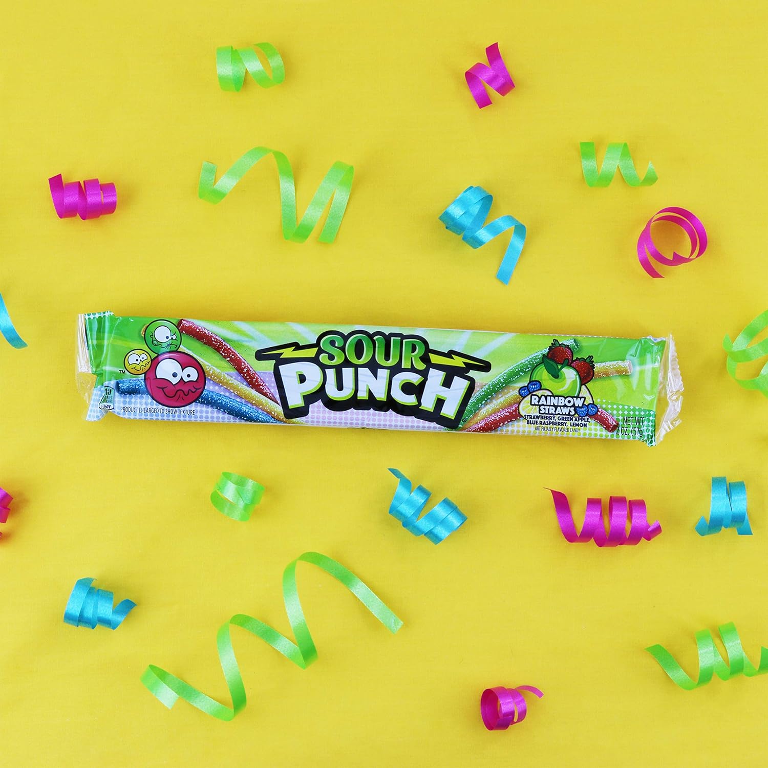 Sour Punch Straws, Rainbow Fruit Flavors, Chewy Sweet & Sour Candy, 2oz Tray (24 Pack) : Grocery & Gourmet Food