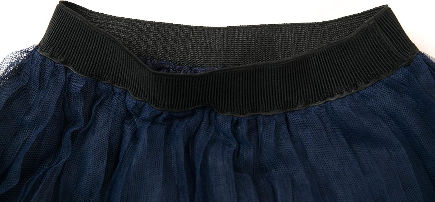 PYW Womens Long Pleated Tulle Skirt A Line Elastic Waist Mesh Tulle Midi Skirt (Black, M) at  Women’s Clothing store