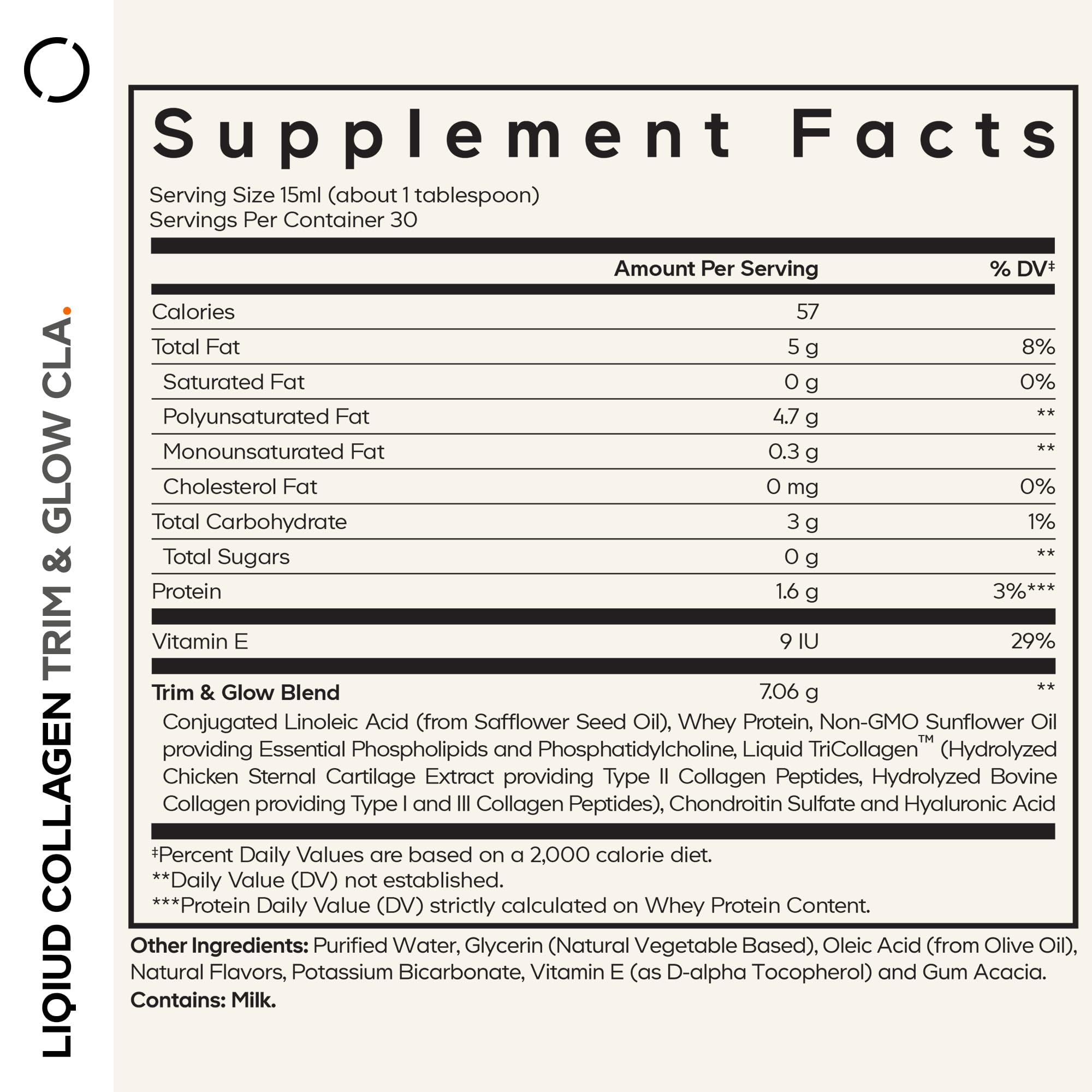 Codeage Liquid Collagen Supplement Chocolate Flavor, Beauty Trim & Glow Liposomal Collagen Peptides, CLA Conjugated Linoleic Acid, Hyaluronic Acid, Vitamin E, Hydrolyzed, Non-GMO, 15.22 fl oz