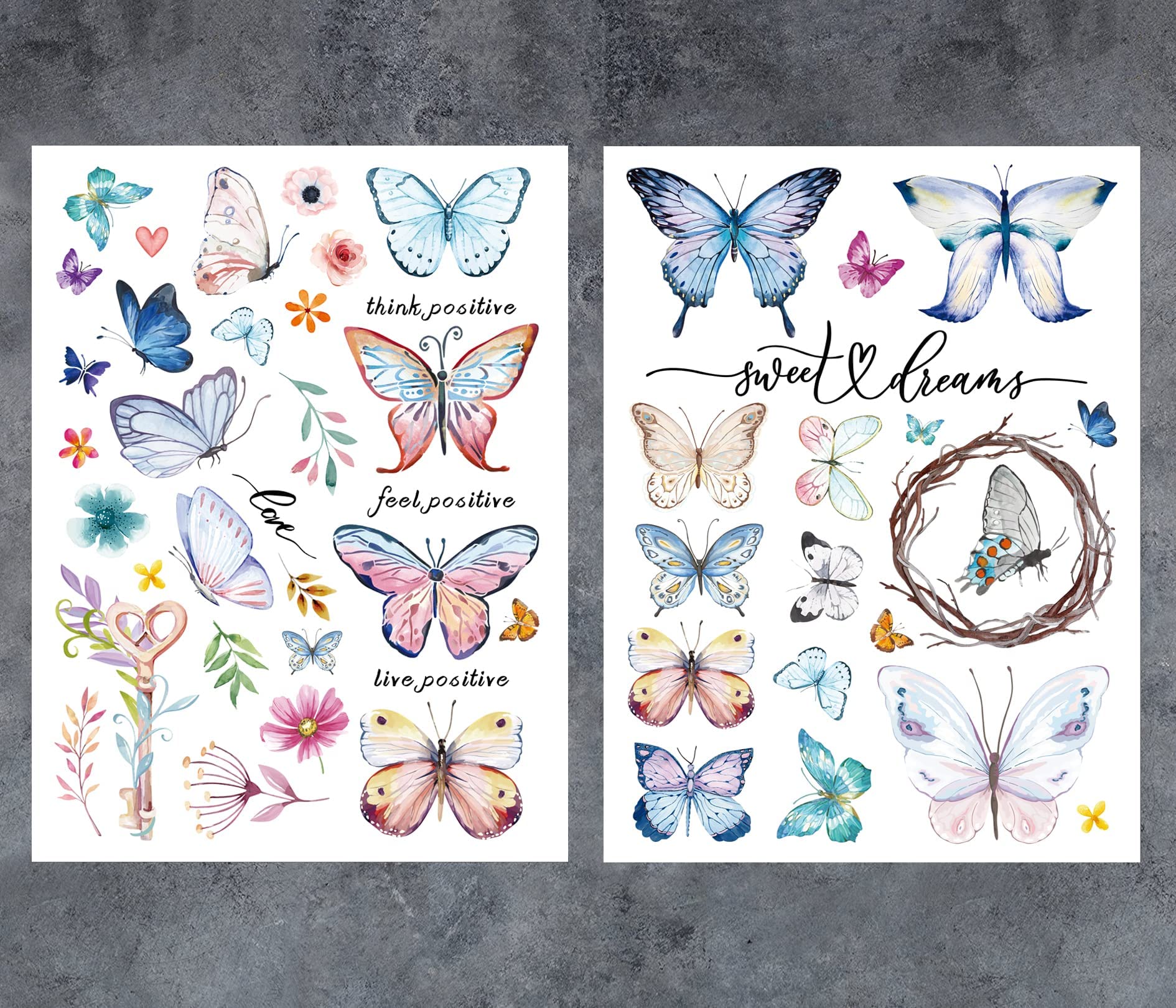 GSS Designs Butterfly Rub on Transfers for Furniture Crafts Wood Scrapbook 2 Sheets 12x16Inch Butterflies Furniture Transfers DIY Decor Transfers Dry Rub On Transfers Stickers